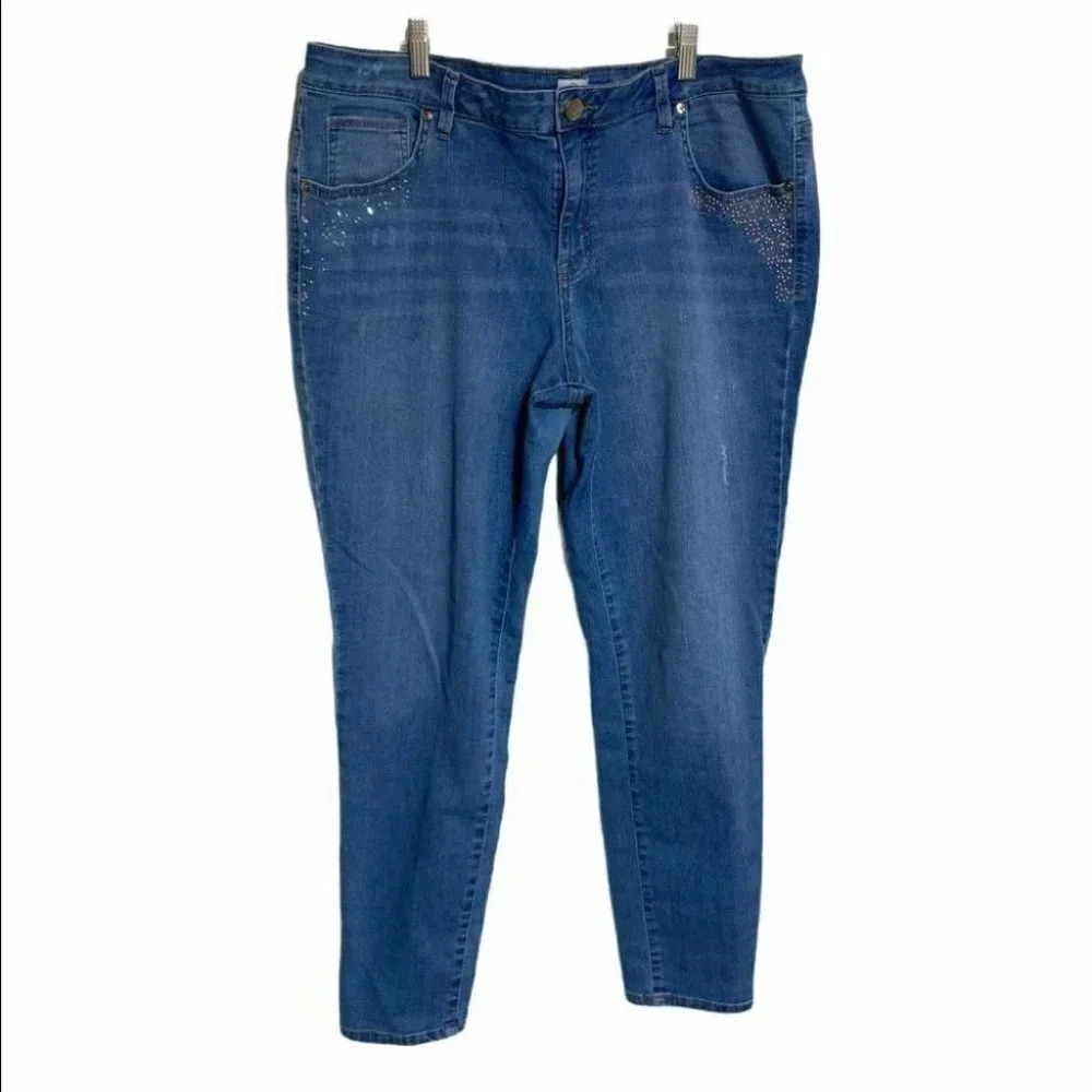 S & Co 16W skinny midrise embellished stretch jean‎